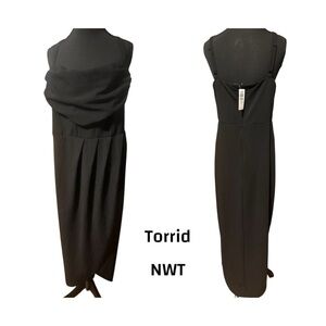 NWT Torrid Black Long Draped Cocktail Dress Size 20 *Very Flattering*